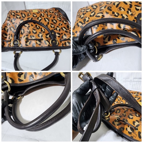 Authentic MCM Leopard Print Large Drawstring Shoulder Bag Brown/Beige - Picture 11 of 13